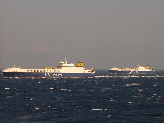 UN Trieste overtaking UND Birlik on route from Instanbul to Trieste.