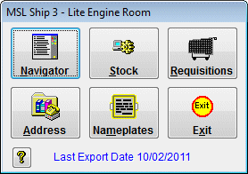 Marine Storekeeper 'Lite' main menu screen