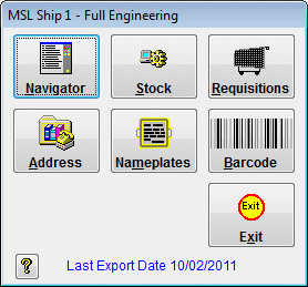 Marine Storekeeper main menu screen